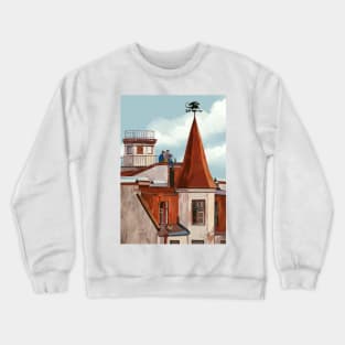 Wine drinking on the roof Crewneck Sweatshirt